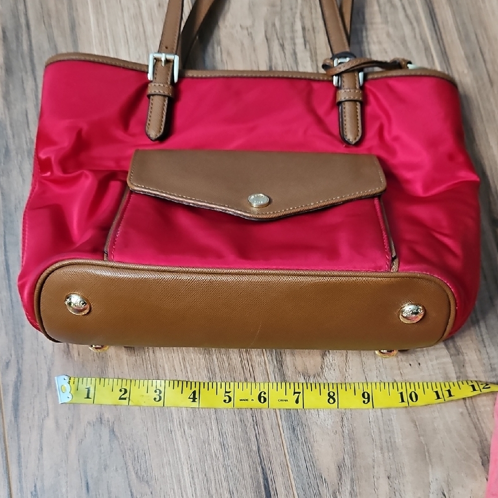 Michael Kors Women's Nylon Red and Tan Travel Tote - Picture 11 of 16